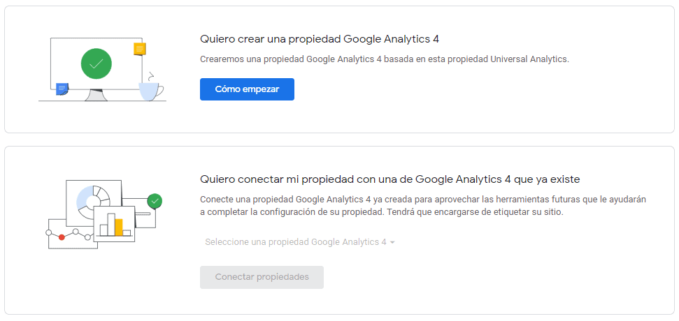 Crear o Conectar propiedad de GA4