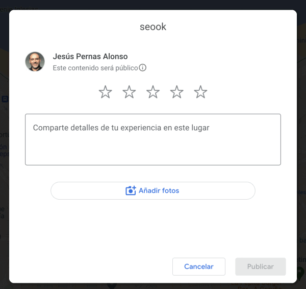 El cliente accederá directamente al formulario para valorar nuestra empresa en Google